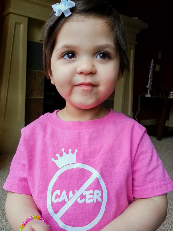 Laney in her pink cancer-free t-shirt, from 2012